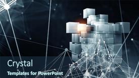  Presentation with floating - Slide deck featuring floating-shiny-cube-network-mixed background and a ocean colored foreground