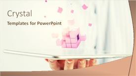  Presentation with floating - Audience pleasing theme consisting of floating-shiny-cube-network-mixed backdrop and a cream colored foreground