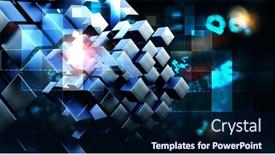  Presentation with floating - PPT theme enhanced with floating-shiny-cube-network-mixed background and a navy blue colored foreground