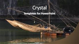  Presentation with fishing net - Audience pleasing presentation consisting of floating squid fishing net on a large raft in halong bay vietnam backdrop and a dark gray colored foreground