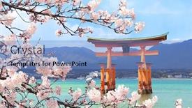  Presentation with hiroshima - Beautiful PPT theme featuring floating-torii-gate-o-torii backdrop and a light blue colored foreground