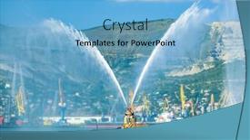  Presentation with tug boat - Cool new slide deck with floating-tug-boat-is-spraying backdrop and a light blue colored foreground