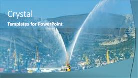  Presentation with tug boat - Presentation theme enhanced with floating-tug-boat-is-spraying background and a light blue colored foreground