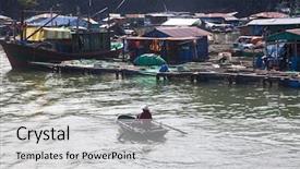  Presentation with lng - Beautiful presentation theme featuring floating village near cat backdrop and a light gray colored foreground