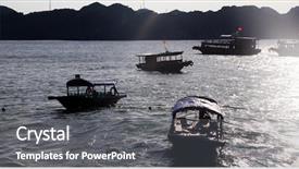  Presentation with lng - Colorful PPT layouts enhanced with floating village near cat backdrop and a dark gray colored foreground