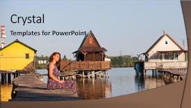  Presentation with hungary - PPT theme having floating village on lake bokod background and a  colored foreground