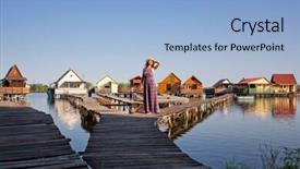  Presentation with model village - Audience pleasing slides consisting of floating village on lake bokod backdrop and a  colored foreground