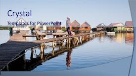  Presentation with hungary - Theme featuring floating village on lake bokod background and a sky blue colored foreground