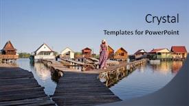  Presentation with floating solar farm - Audience pleasing slides consisting of floating village on lake bokod backdrop and a  colored foreground