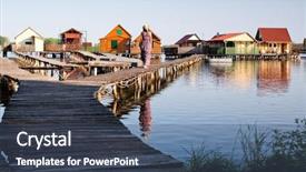  Presentation with floating solar farm - Amazing presentation theme having floating village on lake bokod backdrop and a  colored foreground