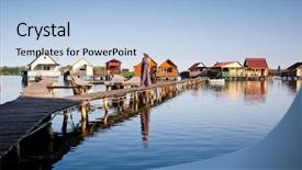 Presentation with hungary - PPT theme consisting of floating village on lake bokod background and a  colored foreground