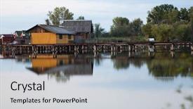  Presentation with hungary - Theme featuring floating village on lake bokod background and a  colored foreground