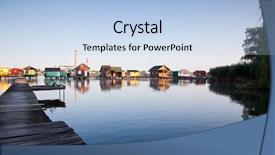  Presentation with study children village - Slides enhanced with floating village on lake bokod background and a  colored foreground