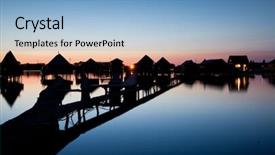  Presentation with model village - Slides having floating village on lake bokod background and a  colored foreground