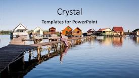  Presentation with hungary - Beautiful presentation featuring floating village on lake bokod backdrop and a  colored foreground