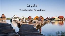  Presentation with cartoon village - Colorful PPT theme enhanced with floating village on lake bokod backdrop and a  colored foreground