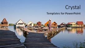  Presentation with livelihood village - Audience pleasing presentation theme consisting of floating village on lake bokod backdrop and a  colored foreground