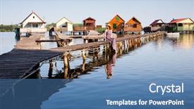  Presentation with floating solar farm - Presentation theme enhanced with floating village on lake bokod background and a  colored foreground