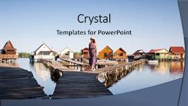  Presentation with rustic lake purple - Amazing PPT theme having floating village on lake bokod backdrop and a light blue colored foreground