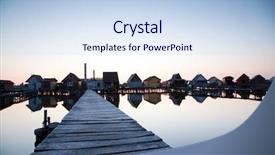  Presentation with hungary - PPT theme featuring floating village on lake bokod background and a sky blue colored foreground