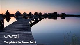  Presentation with floating solar farm - Presentation theme enhanced with floating village on lake bokod background and a ocean colored foreground