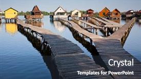 Presentation with floating solar farm - Colorful theme enhanced with floating village on lake bokod backdrop and a tawny brown colored foreground