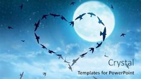  Presentation with day night - Beautiful presentation theme featuring flock-of-birds-flying backdrop and a light blue colored foreground