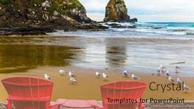  Presentation with south beach - Colorful presentation theme enhanced with flock-of-cormorants-resting backdrop and a coral colored foreground