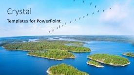  Presentation with birds - PPT theme consisting of flock-of-migrating-birds-over background and a arctic colored foreground