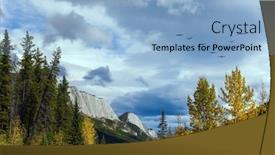  Presentation with rain clouds - Amazing presentation theme having flock of migratory birds flies south among the rain clouds orange and yellow leaves of aspens and birches road to miette hot springs in the rockies concept of active eco car and photo tourism backdrop and a light blue colored foreground