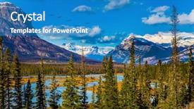  Presentation with rocky mountains - Presentation design having flock of migratory birds fly background and a teal colored foreground