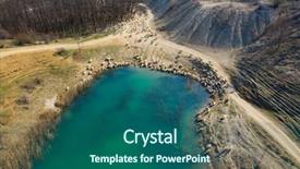  Presentation with blue water - Colorful presentation theme enhanced with flock of sheep drinking water backdrop and a ocean colored foreground