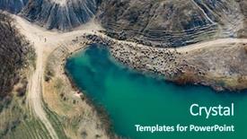  Presentation with water flow in pipe - Audience pleasing presentation theme consisting of flock of sheep drinking water backdrop and a ocean colored foreground