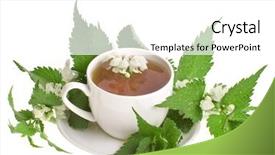  Presentation with nettle - Beautiful presentation design featuring flog - herbal tea with flowers nettle backdrop and a white colored foreground