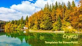  Presentation with flood - Beautiful slide deck featuring flood after rain scenic reflections backdrop and a tawny brown colored foreground