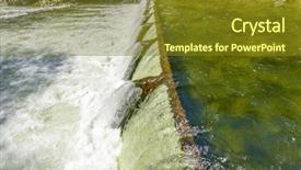  Presentation with water dam - Colorful presentation design enhanced with dam water release the excess backdrop and a tawny brown colored foreground