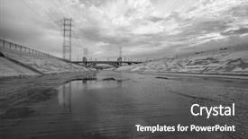  Presentation with river floods - PPT theme with urban floods - gritty los angeles river background and a dark gray colored foreground