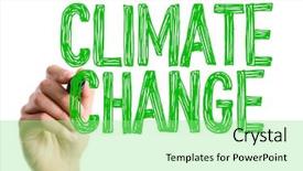  Presentation with climate change - Cool new slide set with writing the word climate change backdrop and a mint green colored foreground
