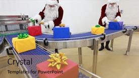  Presentation with manufacturing - Slides enhanced with two santa clauses working background and a coral colored foreground