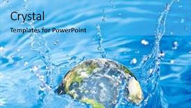  Presentation with earth dropping in water gif - PPT layouts with flood images - earth falling into water elements background and a light blue colored foreground