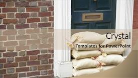  Presentation with flooding - Amazing presentation theme having flood images - sandbags stacked in a doorway backdrop and a soft green colored foreground