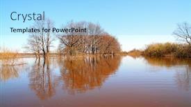  Presentation with flood - Slide deck having flood in oak wood background and a arctic colored foreground