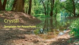  Presentation with high level - Cool new slide deck with flood-in-the-forest-river backdrop and a tawny brown colored foreground