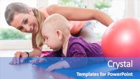  Presentation with flood - Slide deck having flood light - happy mom and her baby background and a teal colored foreground