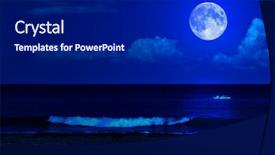  Presentation with moon - Audience pleasing theme consisting of flood light - midnight sea landscape backdrop and a black colored foreground