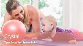  Presentation with mom baby - Slide deck having flood light - mom and her baby practicing background and a coral colored foreground