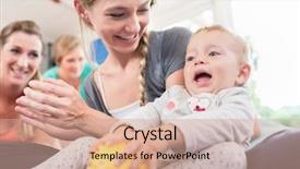  Presentation with pregnancy - Colorful slide deck enhanced with flood light - mum and her baby child backdrop and a coral colored foreground