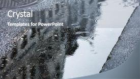  Presentation with rain city - Slide deck enhanced with flood light - rain puddles on the pavement background and a gray colored foreground