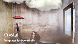  Presentation with vintage retro - Colorful presentation design enhanced with flood light - woman in a box backdrop and a coral colored foreground