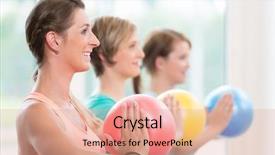  Presentation with young mothers - Beautiful slide deck featuring flood light - young mothers doing yoga backdrop and a coral colored foreground